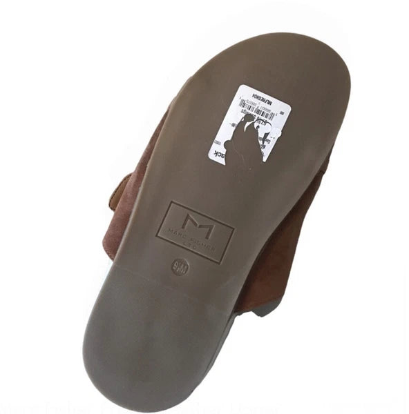 Marc Fisher Fresno Leather Upper Faux Fur/Leather Sock Lining Slide Sandal 9.5M