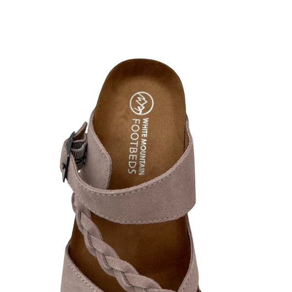 White Mountain Womens Leather Slide Sandals Size 9 Light Lavender Toe Loop Style