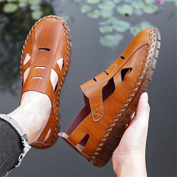 Mens Sport Summer Leather Sandals Fashion Slip-on Hollow Out Casual Shoes New
