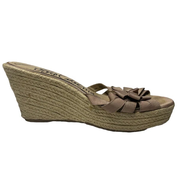 Libby Edelman Vixon Espadrille Sandals Womens Nude Beige Wedge Bow Slide Size 9M