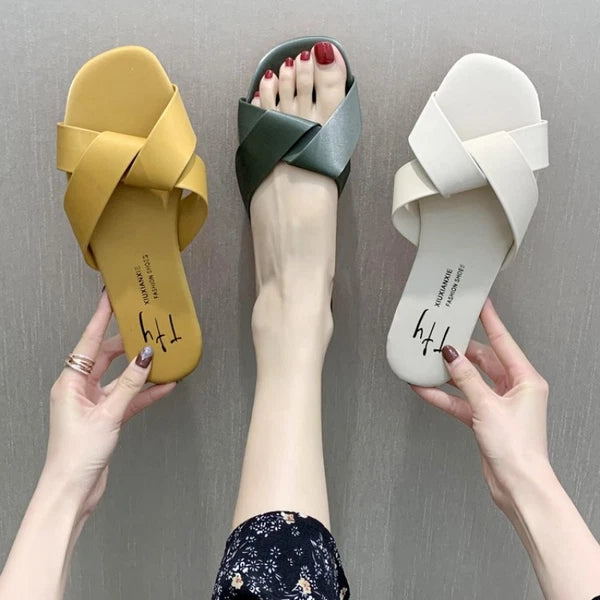 Women's Fashion Flat Casual Slides Soft Bottom Solid Sandals And Slippers Shoes