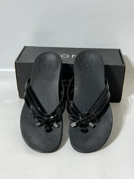 Vionic Bella Sandals Size 7 Black Orthopedic Comfort Flip Flops Thong Sandals