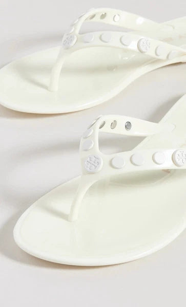 Tory Burch Studded Jelly Flip Flop Thong Sandal Ivory 8 $148 New In Box