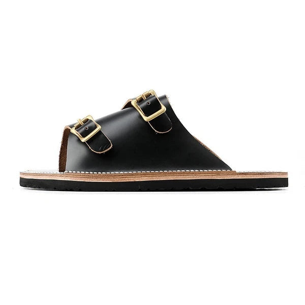 Korean Style Handmade Handcrafted Genuine Leather Slide On Flip Flops Sandals