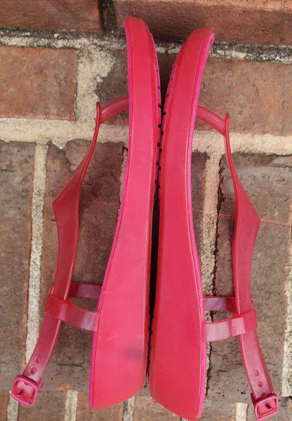 🐊CROCS●Sexi💋Serena●Flip Flop/ Thong/Slingback●Sz.7●Good/Clean Cond●HOT PINK💗
