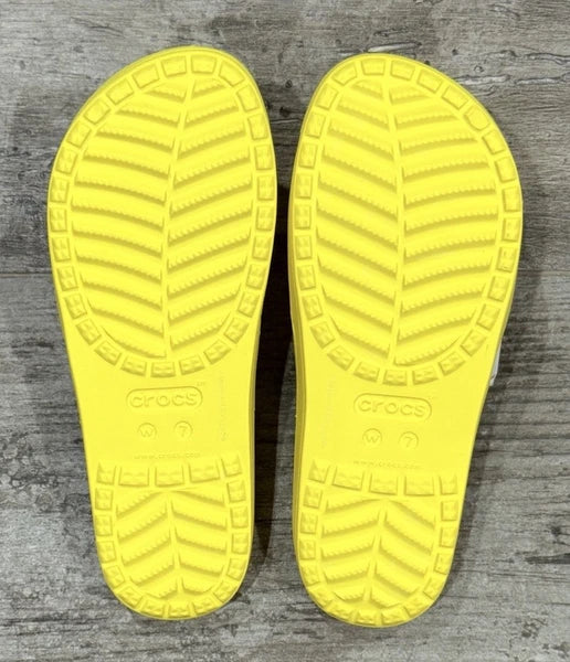 NEW CROCS W7 SLOANE SLIDE IN YELLOW LEMON. STYLE 205742-7C1. DISCONTINUED