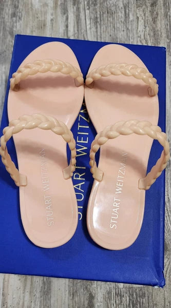 Stuart Weitzman Braida Sawyer Jelly Flat Slide Braided Sandals Size 8