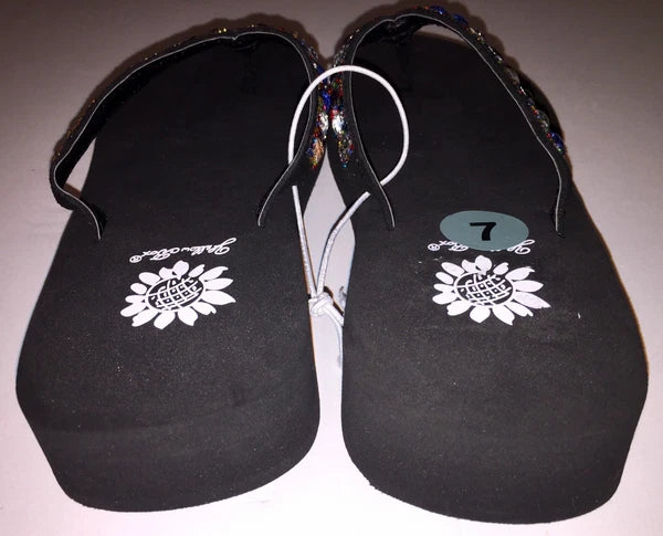 Yellow Box Womens Saydee Jeweled Rhinestone Multi Sparkle Flip Flop Sandals NWOB