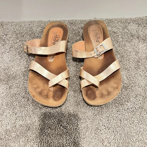 Yokono Ibiza Rose Gold Birki Style Cork Sandals 8 Thong Slide Cork Comfort