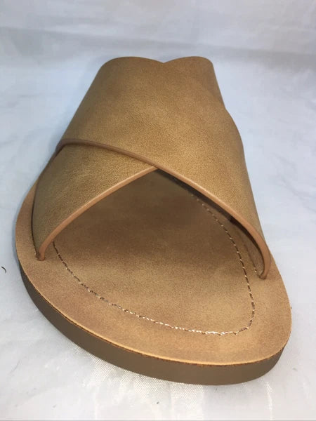 SODA-REFLECT-COFFEE NUBUCK PU X BANDS Slide CASUAL Fashion Women Sandal Slip On