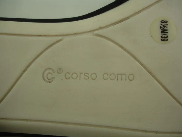 Women's 8.5 M Corso Como Bahlia Black Leather Flat Sandals Buckle Open Toe Slide