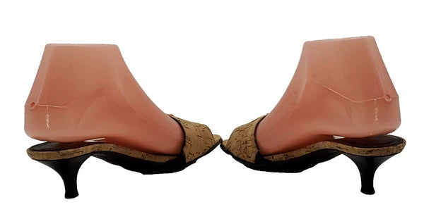 NWOB~Donald Pliner~Womens 6.5M~Cork Buckle Kitten Heel Sandles~MADE in ITALY