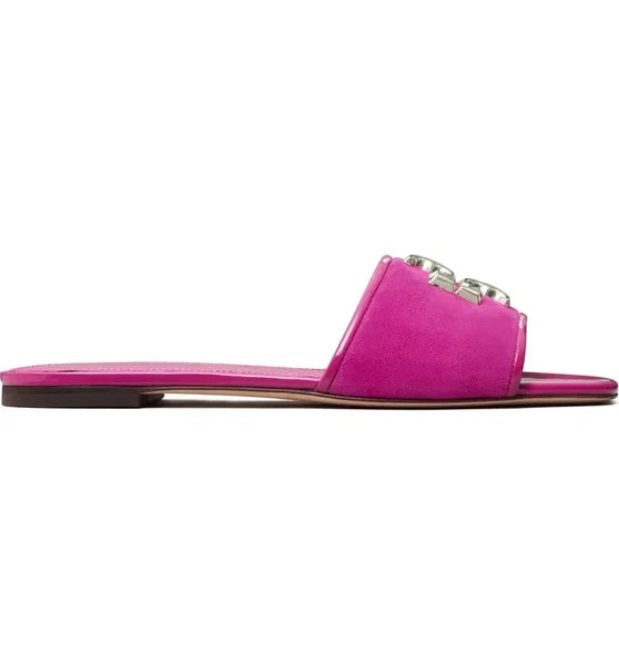 NIB Tory Burch Eleanor Slide Leather Sandal Fuchsia Pink US 9 AUTHENTIC