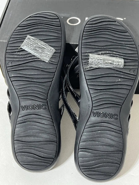 Vionic Bella Sandals Size 7 Black Orthopedic Comfort Flip Flops Thong Sandals