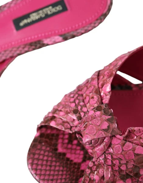 DOLCE & GABBANA Shoes Pink Python Leather Kitten Heels Slides EU37.5/US7 1200usd