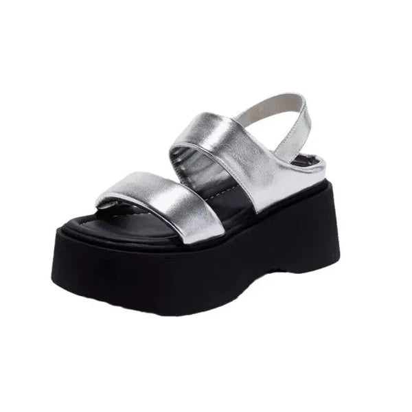 Summer 2025 Wedge Heels Slides 8CM High Heels Leather Casual Bottom Flip Flops