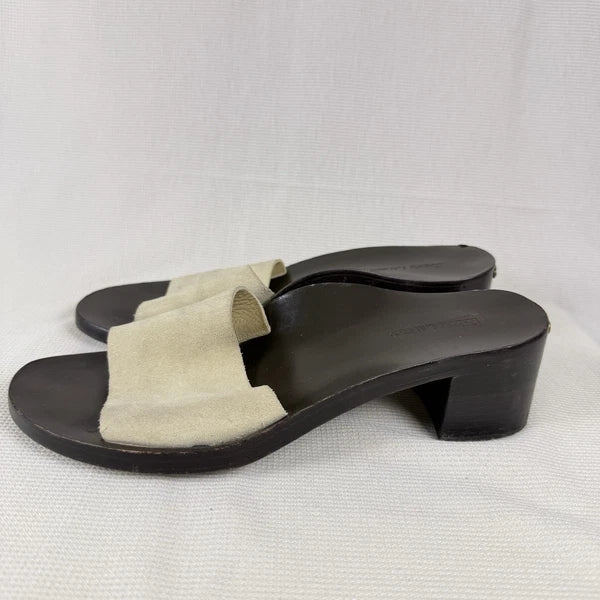 Ralph Lauren Beige Wood Block Heel Sandals Women's 8.5