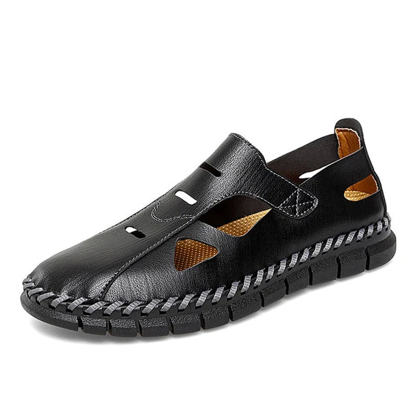 Mens Sport Summer Leather Sandals Fashion Slip-on Hollow Out Casual Shoes New
