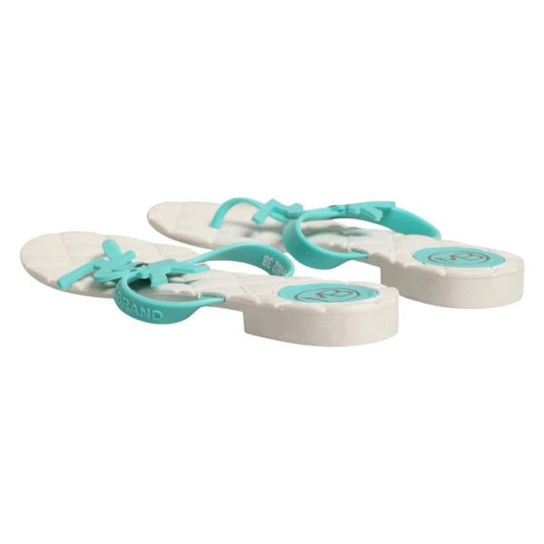 MYBRAND Shoes White Ink Green Rubber Logo Slippers Sandals EU38 / US7.5 100usd