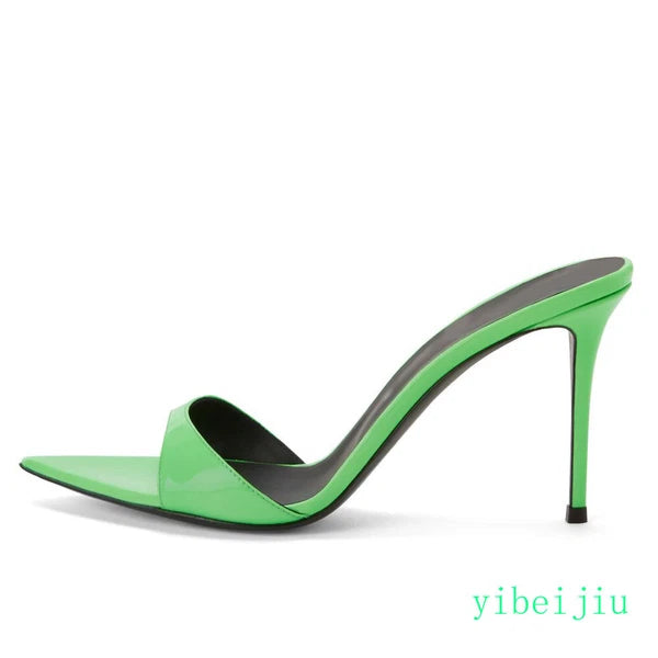 Womens Stiletto Dress Formal Banquet Evening Slippers Mules Slides Sandals Shoes