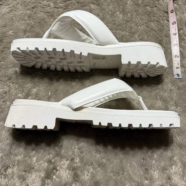 Sole Mates White SlipOnPlatform Wedge Flip Flop Thong Sandals Womens Sz 10- NEW
