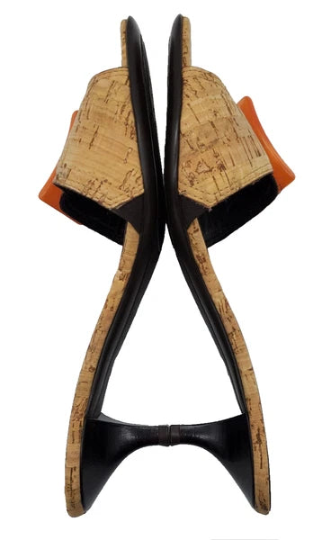 NWOB~Donald Pliner~Womens 6.5M~Cork Buckle Kitten Heel Sandles~MADE in ITALY