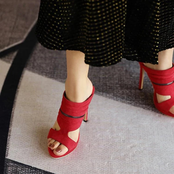 Lady Women's Formal Mules Slides Party Stiletto High Heel Sandals Shoes Open Toe