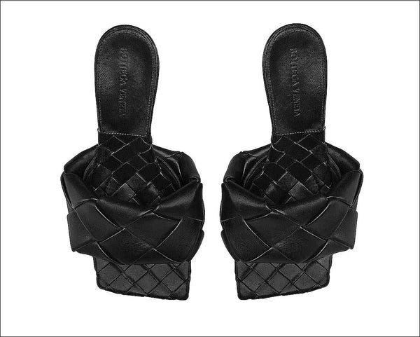 $1500 Bottega Veneta Lido Mule Slide Sandal Intrecciato Black Leather 90 Heel 38