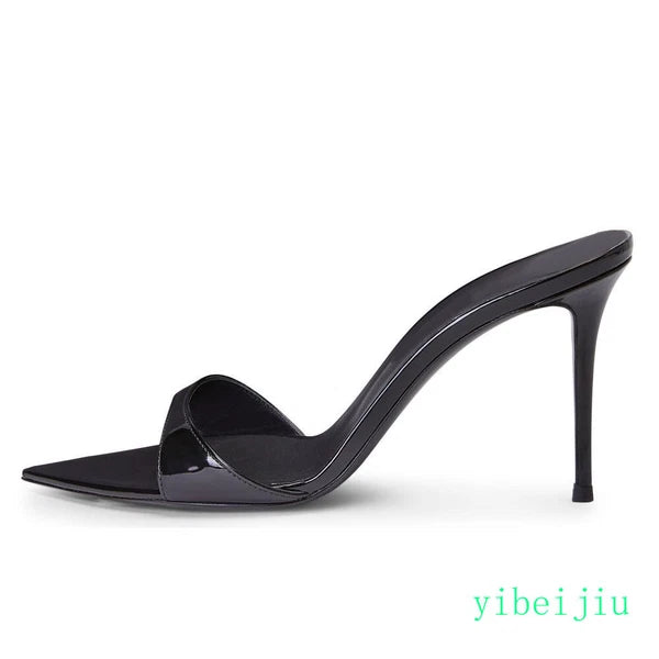 Womens Stiletto Dress Formal Banquet Evening Slippers Mules Slides Sandals Shoes