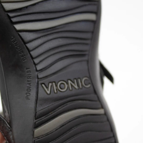 Vionic Karina Sandals Black Orthotic Slide Thong Style Slip-On Women's Size 7