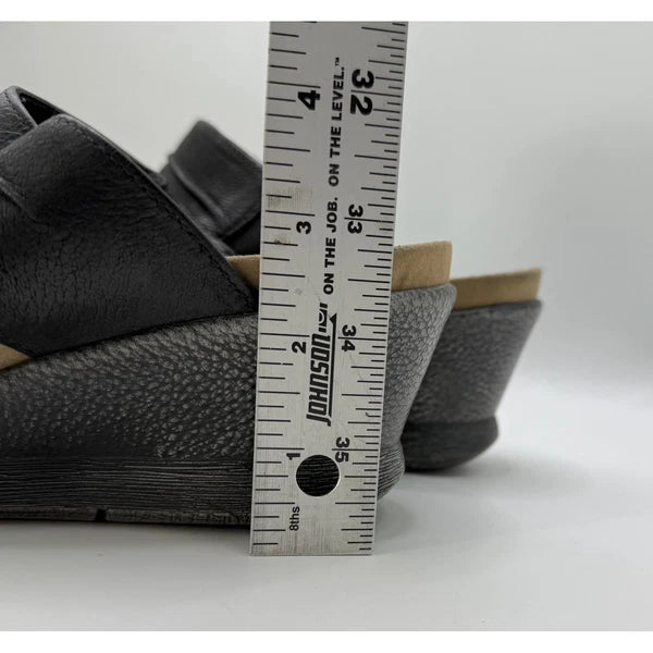 Romika Black Leather Wedge Sandals Slides Casual Comfort Summer Womens Size 40