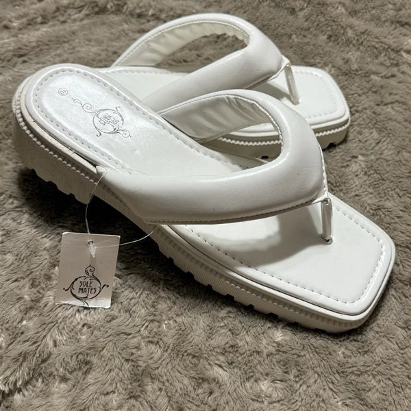 Sole Mates White SlipOnPlatform Wedge Flip Flop Thong Sandals Womens Sz 10- NEW