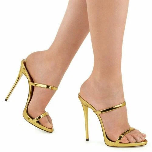 Women's High Heels Party Dress Slides Mules Summer Sandals Banquet Evening Shoes