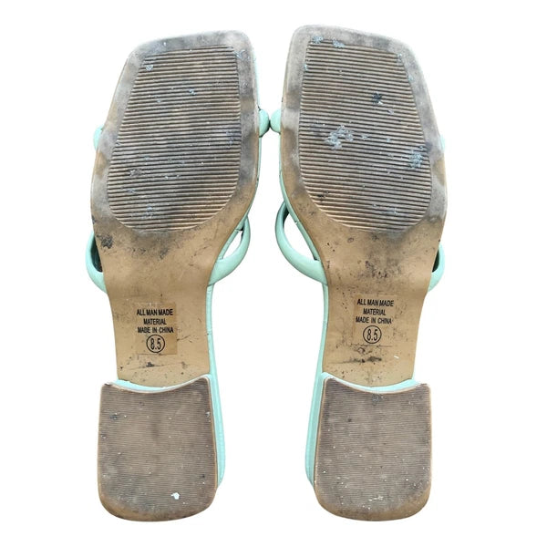 Womens Quilted Square Toe Low Heel Sandals Strappy Slip On Mules Slides Size 8.5