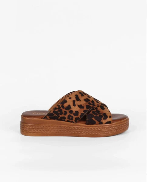 Women's Casual Suede Crossover Open Toe High Platform Mule Sandals / Sliders
