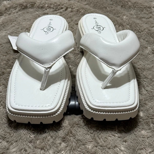 Sole Mates White SlipOnPlatform Wedge Flip Flop Thong Sandals Womens Sz 10- NEW