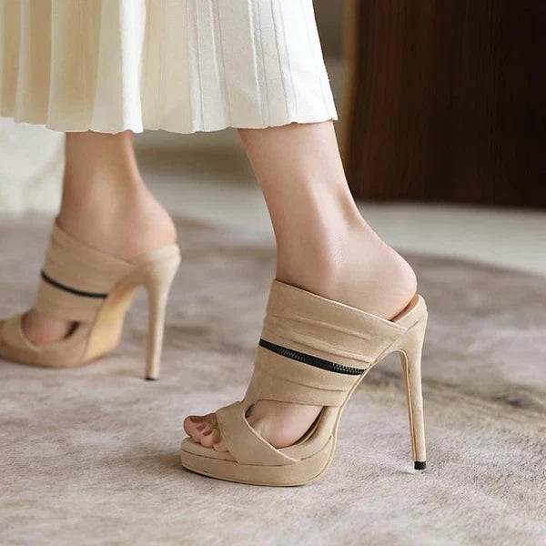 Lady Women's Formal Mules Slides Party Stiletto High Heel Sandals Shoes Open Toe