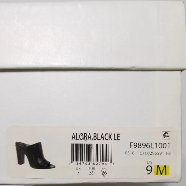 NIB Vince Alora Leather Block Heel Slide Sandal in Black Size 9 $295