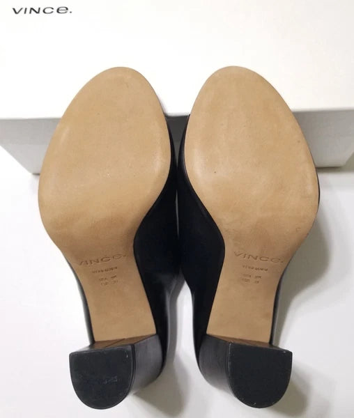 NIB Vince Alora Leather Block Heel Slide Sandal in Black Size 9 $295