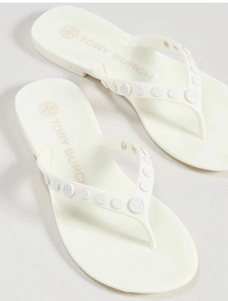 Tory Burch Studded Jelly Flip Flop Thong Sandal Ivory 8 $148 New In Box