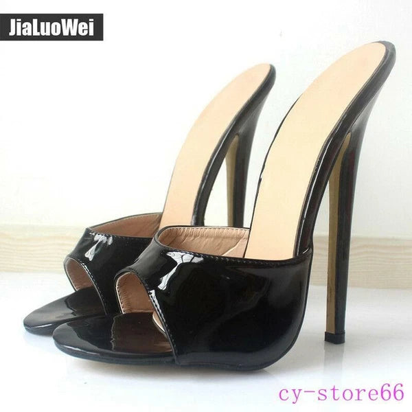 Womens High Heel Shoes Peep Toe Sexy Slippers Stiletto Sandals Slides Mules Lady