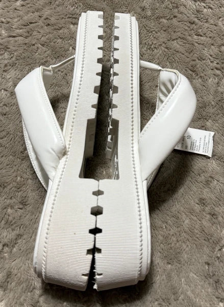 Sole Mates White SlipOnPlatform Wedge Flip Flop Thong Sandals Womens Sz 10- NEW