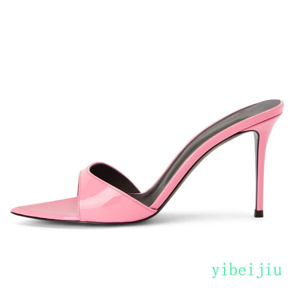 Womens Stiletto Dress Formal Banquet Evening Slippers Mules Slides Sandals Shoes