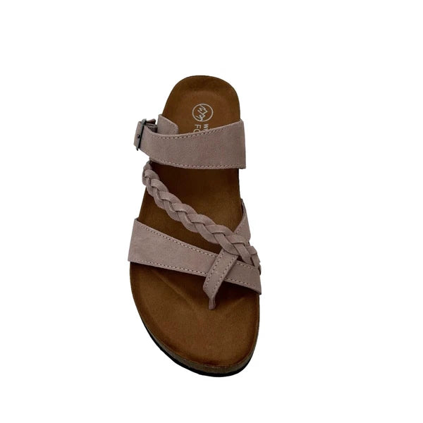White Mountain Womens Leather Slide Sandals Size 9 Light Lavender Toe Loop Style