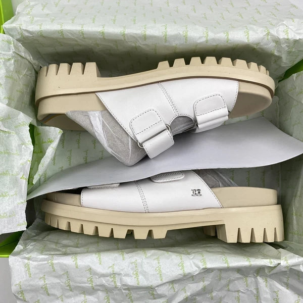 NIB Sam Edelman Women’s Eliana Sandals White Leather Lug Sole Slides 9 M