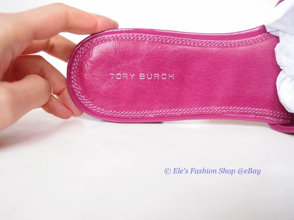 NIB Tory Burch Eleanor Slide Leather Sandal Fuchsia Pink US 9 AUTHENTIC