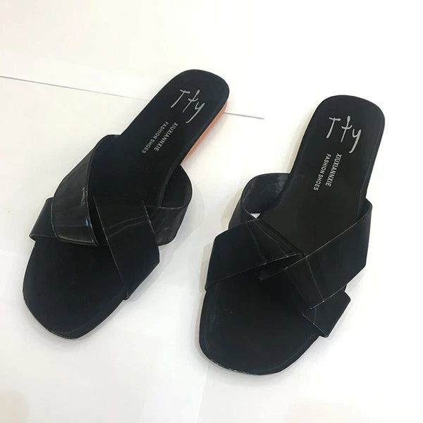Women's Fashion Flat Casual Slides Soft Bottom Solid Sandals And Slippers Shoes