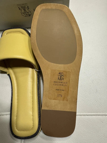 NEW BRUNELLO CUCINELLI Monili Trim Slide Sandal  Sz 7.5 US 37.5 EU $695