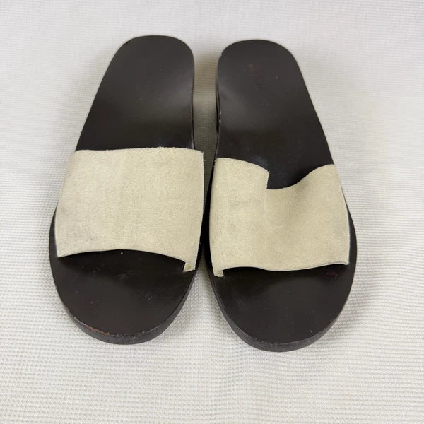 Ralph Lauren Beige Wood Block Heel Sandals Women's 8.5