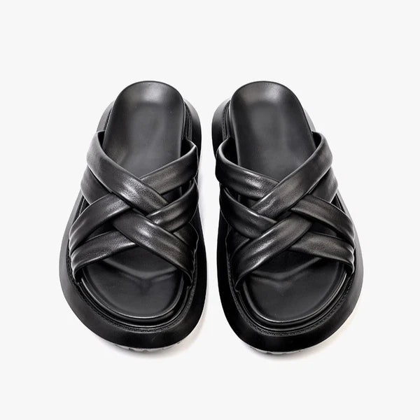 Roman Style Mens Open Toe Real Leather Cowhide Sandals Slippers Shoes Summer New